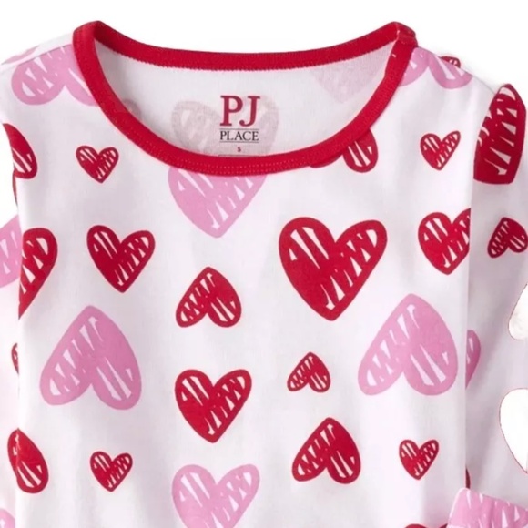 The Children’s Place Girls Asst. Red Hearts Long Sleeve Pajamas Size 6X/7 NEW - Picture 4 of 7